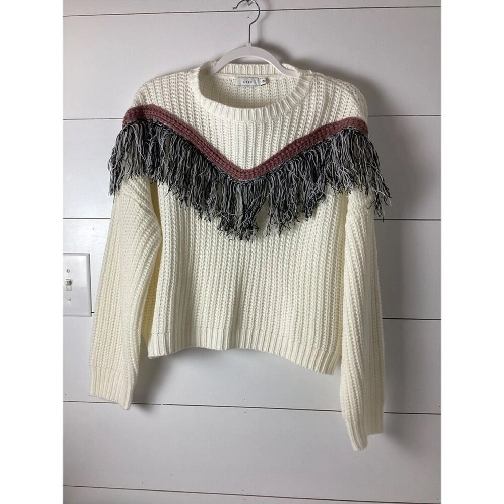 boutique style for spring fun fringe playful‎ warm layers sweater - LG - Picture 2 of 7